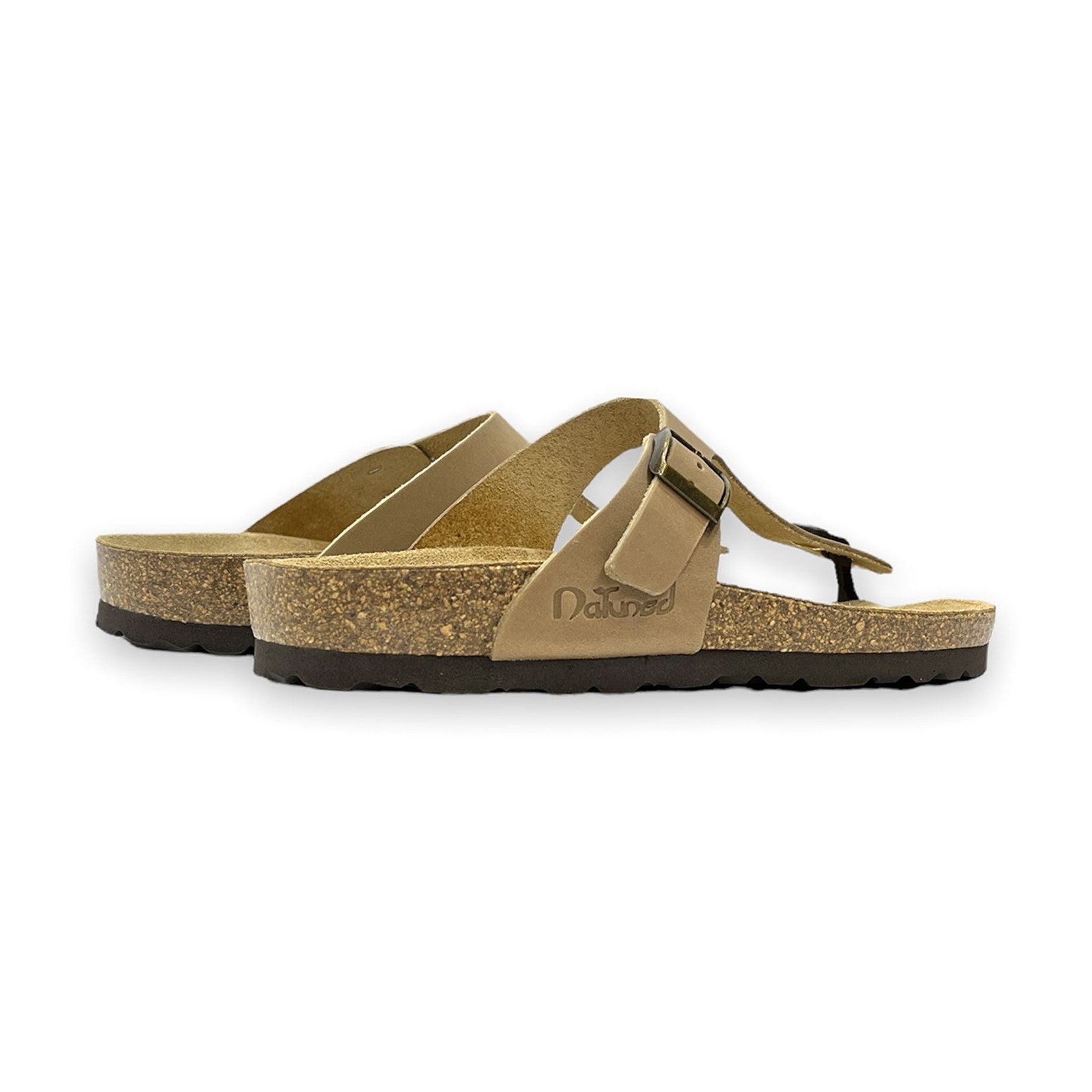 CH08 CUOIO Sandalo infradito con cinturino regolabile da donna e da uomo NATUNED plantare in lattice anatomico comfort