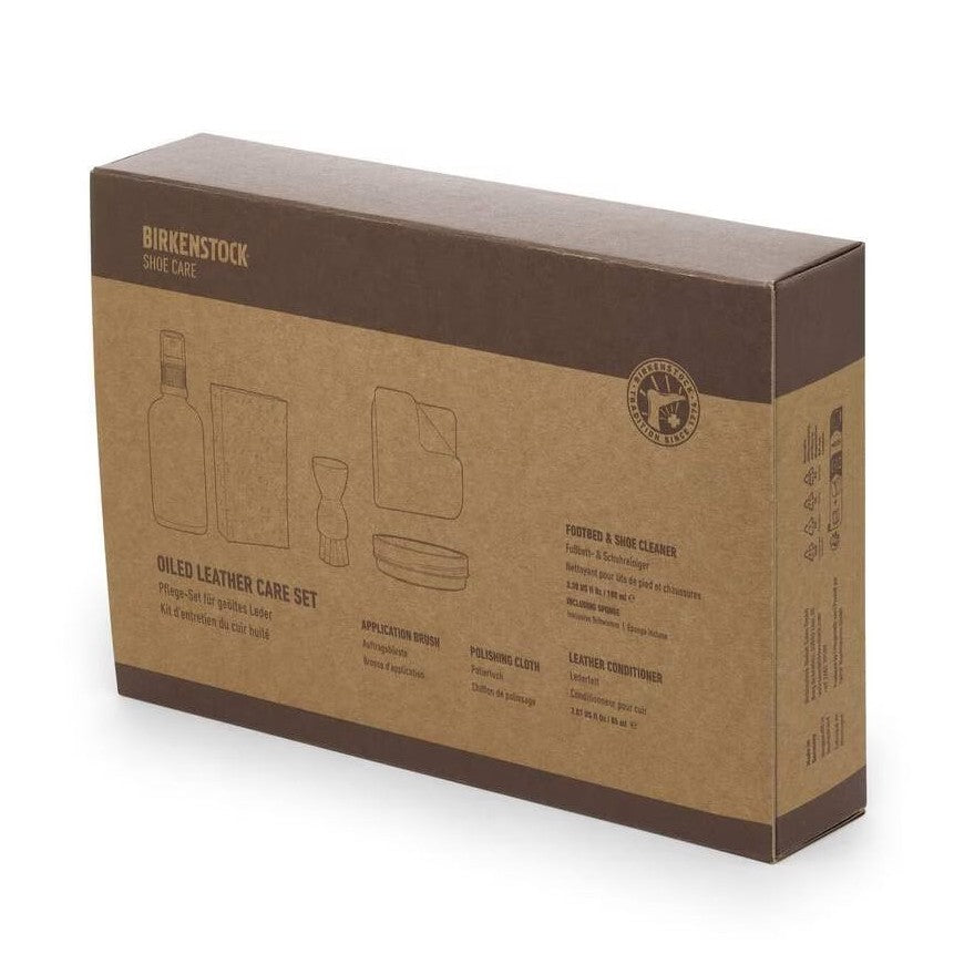Contenuto kit Birkenstock Cura Pelle Oliata quattro prodotti originali ingredienti naturali Made in Germany