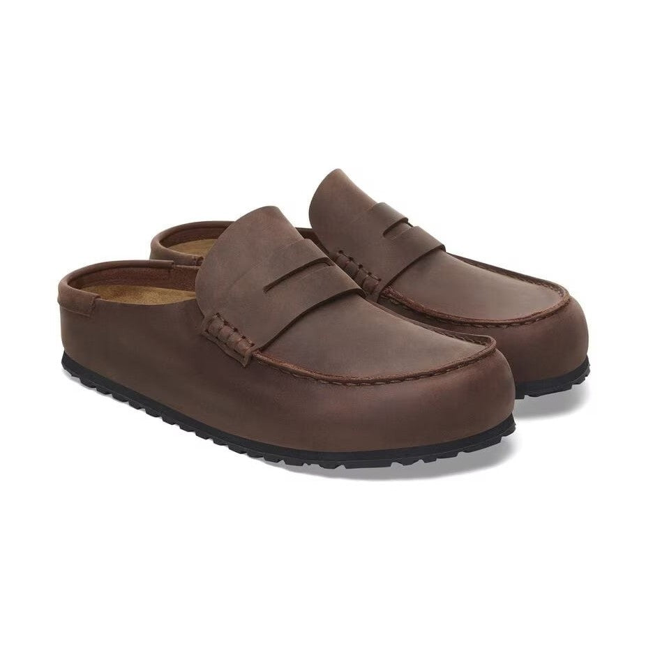 Dettaglio plantare anatomico Birkenstock Naples in sughero e lattice con sottopiede scamosciato