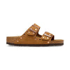 Sandalo Birkenstock Arizona Rivet donna in pelle scamosciata cuoio vista laterale