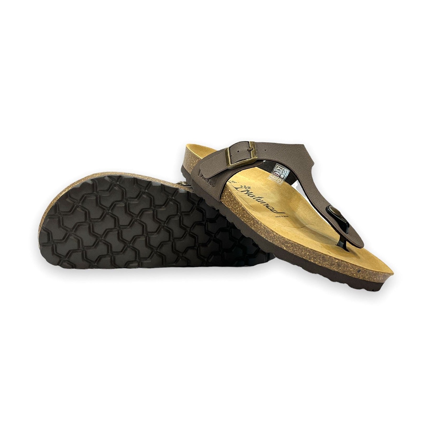 CH08 MICROFASER - Sandalo infradito con cinturino regolabile da donna e da uomo NATUNED plantare in lattice anatomico comfort