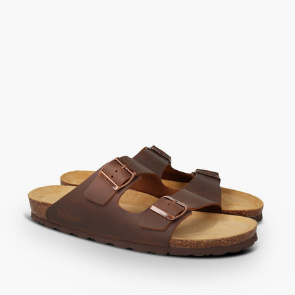 CH05 CUOIO - Sandalo a due fasce in pelle con cinturino regolabile da donna e da uomo NATUNED