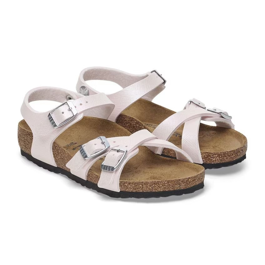 Cinturini incrociati con fibbie metalliche regolabili e cinturino tallone Birkenstock Kumba Kids