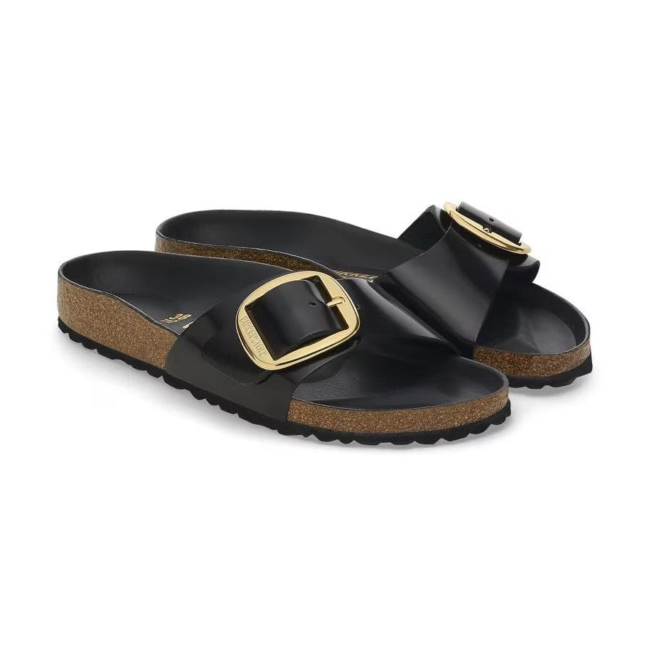 Maxi fibbia ad ardiglione in metallo su pelle verniciata brillante Birkenstock Madrid Big Buckle donna