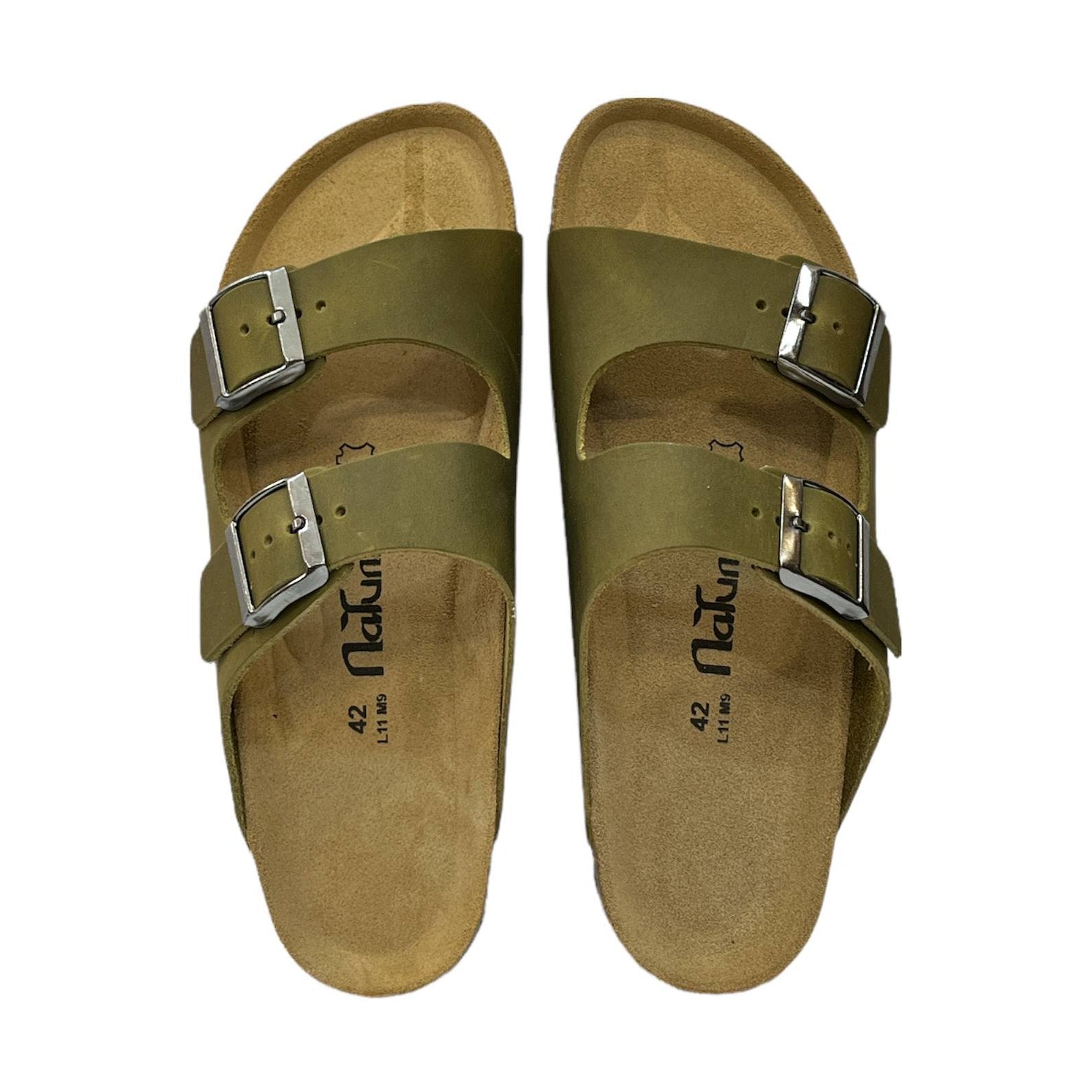 CH05 CUOIO - Sandalo a due fasce in pelle con cinturino regolabile da donna e da uomo NATUNED