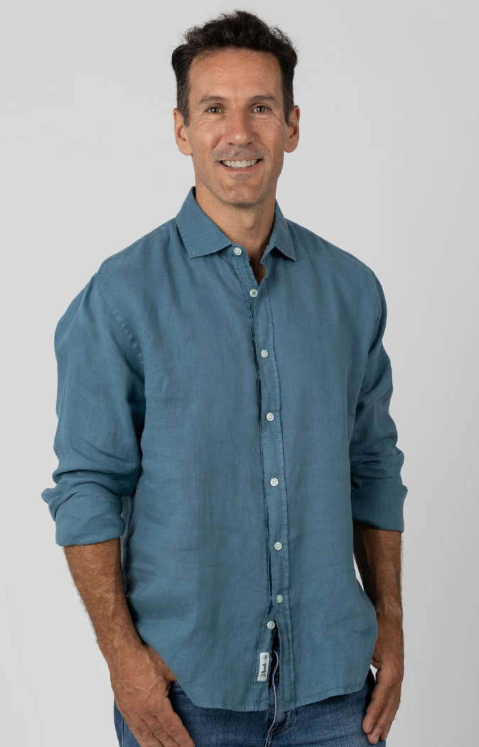 La Nansa Azul Egeo Uomo Camicia in Lino