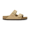 Sandalo Birkenstock Arizona donna in pelle Nubuck vellutata con plantare morbido vista laterale