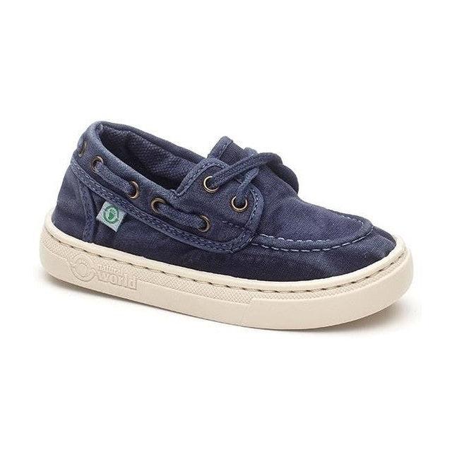 Sneaker Natural World Old Nela bambino in cotone biologico finitura vintage Old vista laterale
