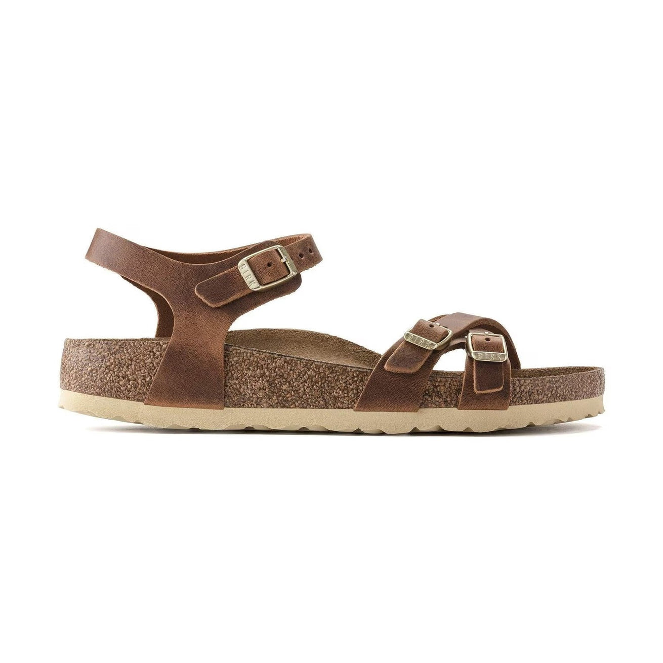 Pelle nabuk oliata a cuciture aperte con sfumature naturali Birkenstock Kumba donna