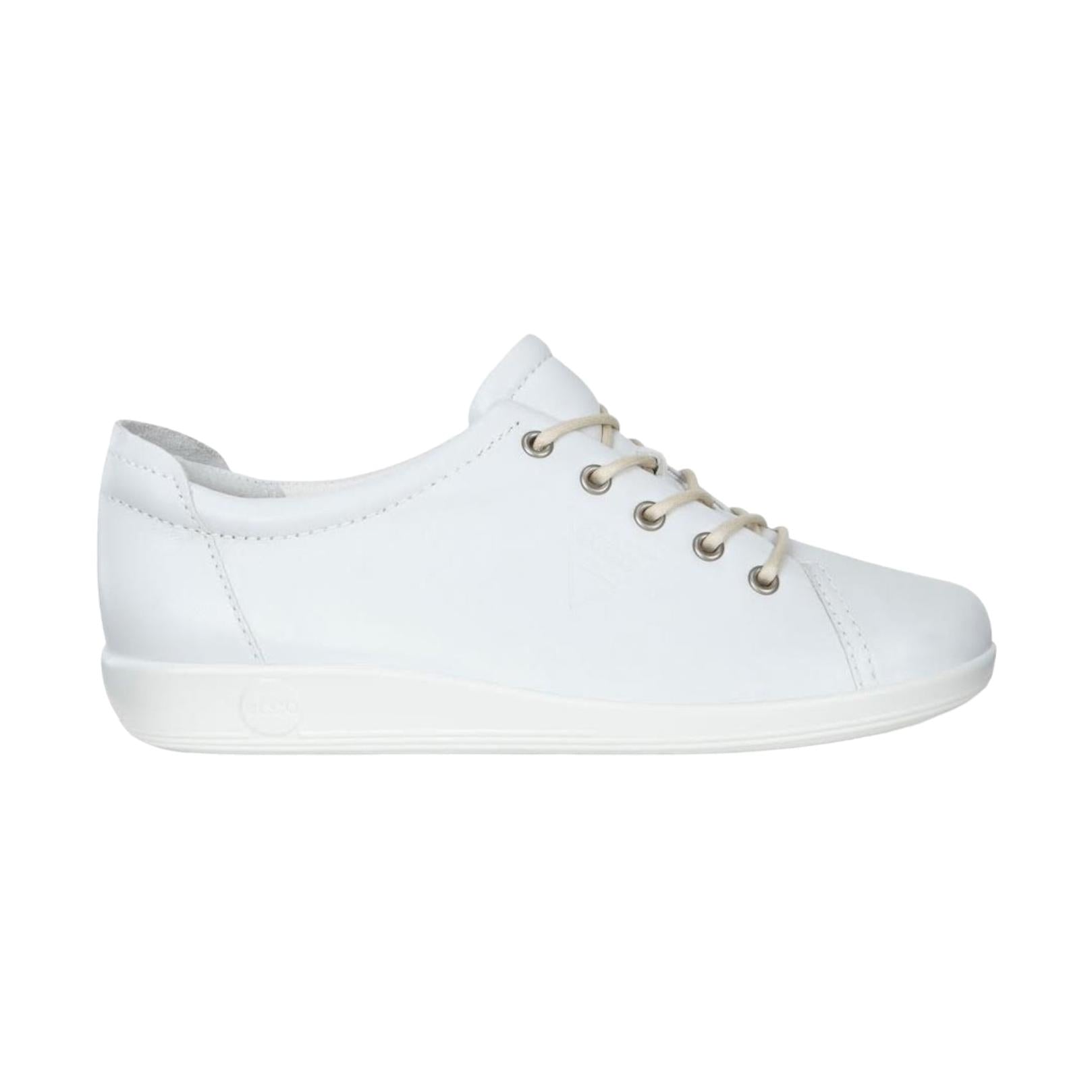 Sneaker da donna ECCO Soft 2.0 in pelle bianca con stringhe.