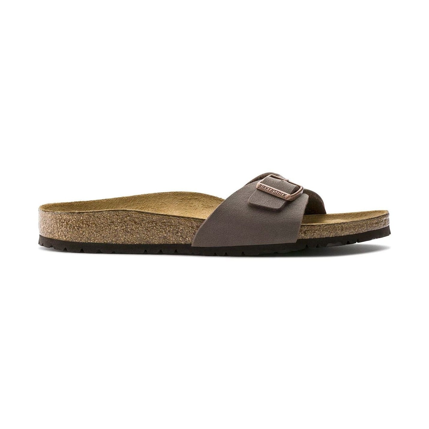 Sandalo Birkenstock Madrid unisex a fascia unica in Birko-Flor con fibbia regolabile vista laterale