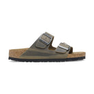 Sandalo Birkenstock Arizona unisex in pelle oliata verde oliva vista laterale