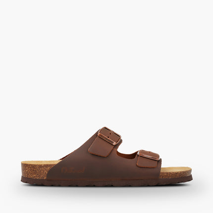 CH05 CUOIO - Sandalo a due fasce in pelle con cinturino regolabile da donna e da uomo NATUNED