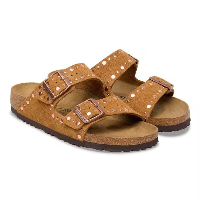 Birkenstock Arizona Rivet donna pelle scamosciata cuoio vista angolata