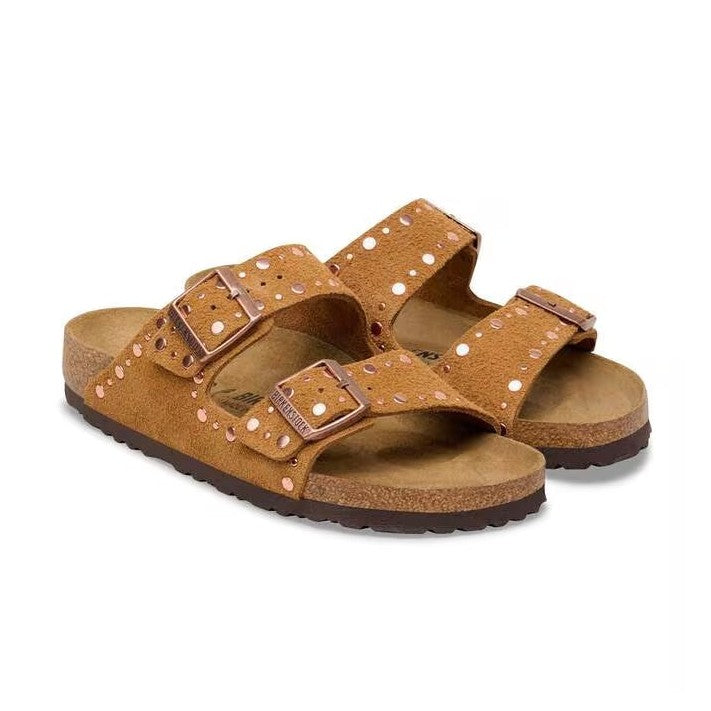 Birkenstock Arizona Rivet donna pelle scamosciata cuoio vista angolata