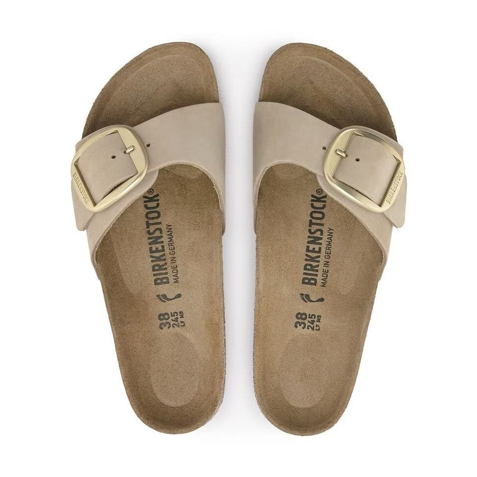 Coppia sandali Birkenstock Madrid Big Buckle donna pelle Nubuck Made in Germany