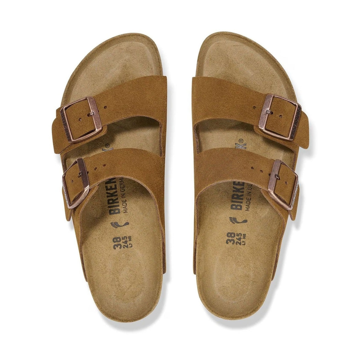 Vista dall'alto sandalo Birkenstock Arizona unisex in pelle scamosciata