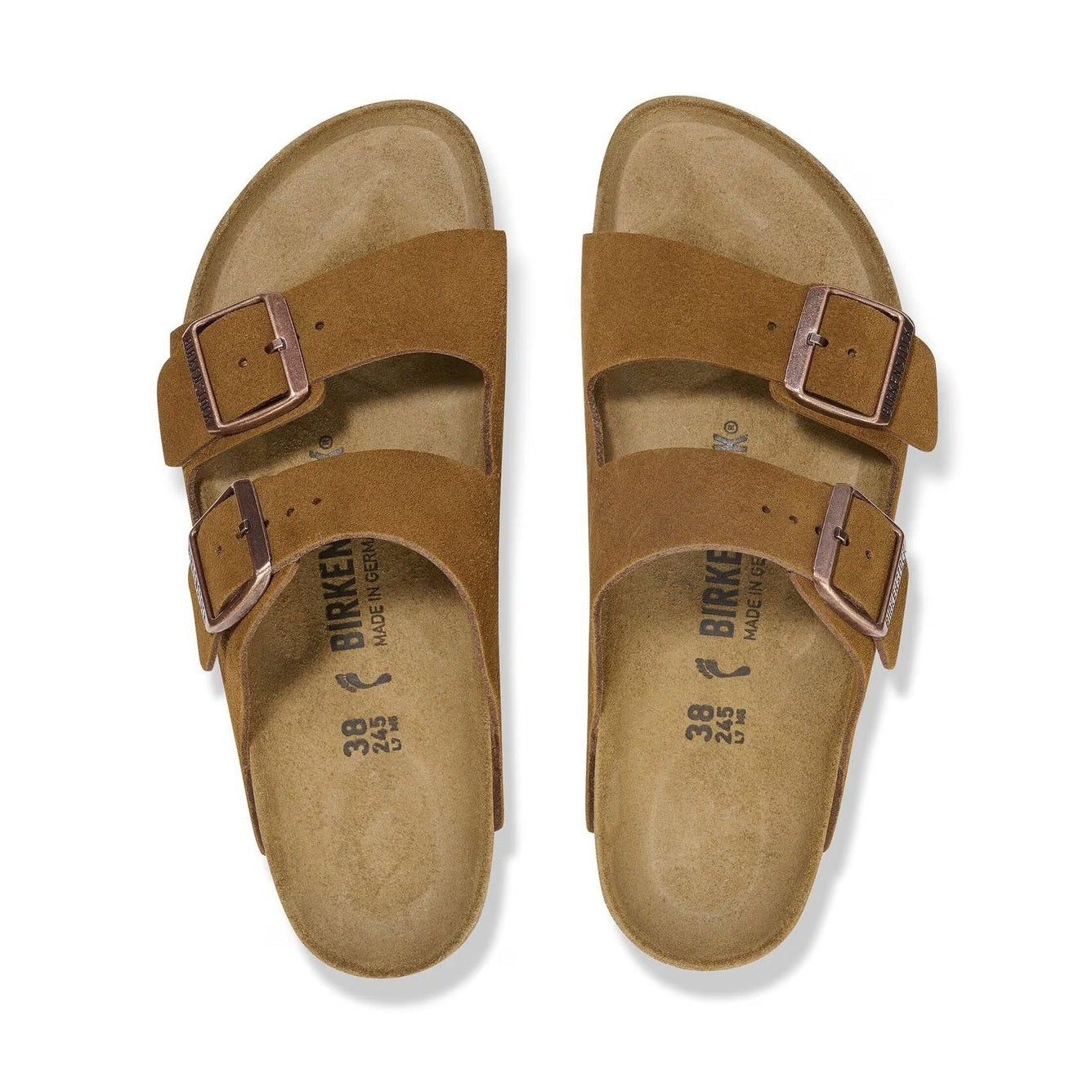 Vista dall'alto sandalo Birkenstock Arizona unisex in pelle scamosciata