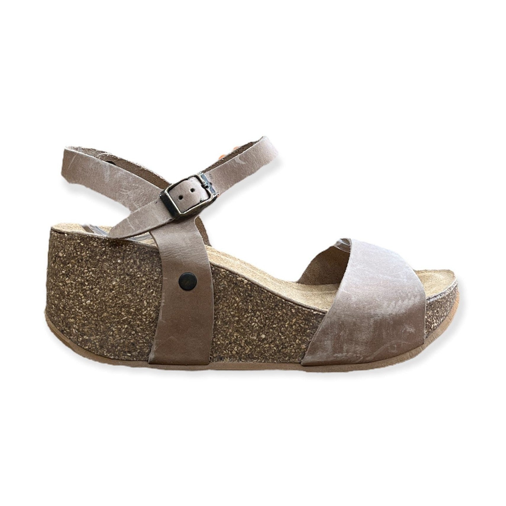 CH10 - NATUNED Sandalo a fascia larga con cinturino regolabile e zeppa da donna plantare in lattice anatomico comfort