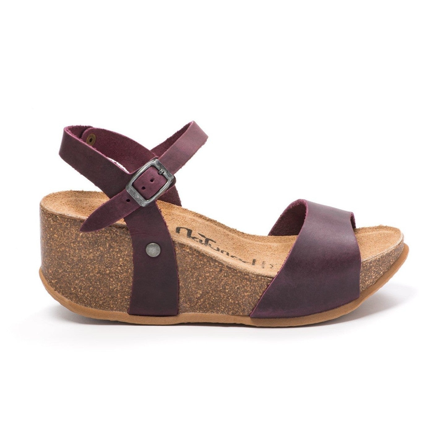 CH10 - NATUNED Sandalo a fascia larga con cinturino regolabile e zeppa da donna plantare in lattice anatomico comfort