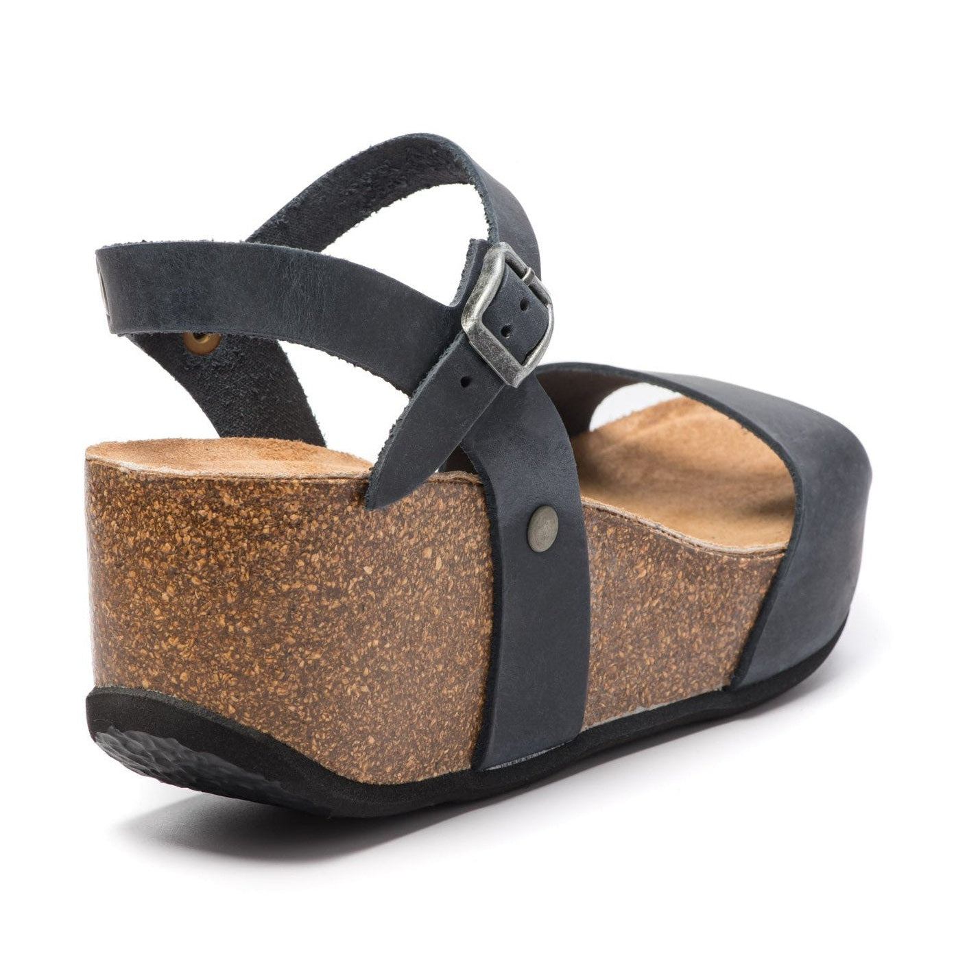 CH10 - NATUNED Sandalo a fascia larga con cinturino regolabile e zeppa da donna plantare in lattice anatomico comfort