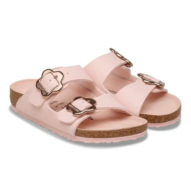 Fibbie a forma di fiore regolabili e Birko-Flor rosa Birkenstock Arizona Kids bambina