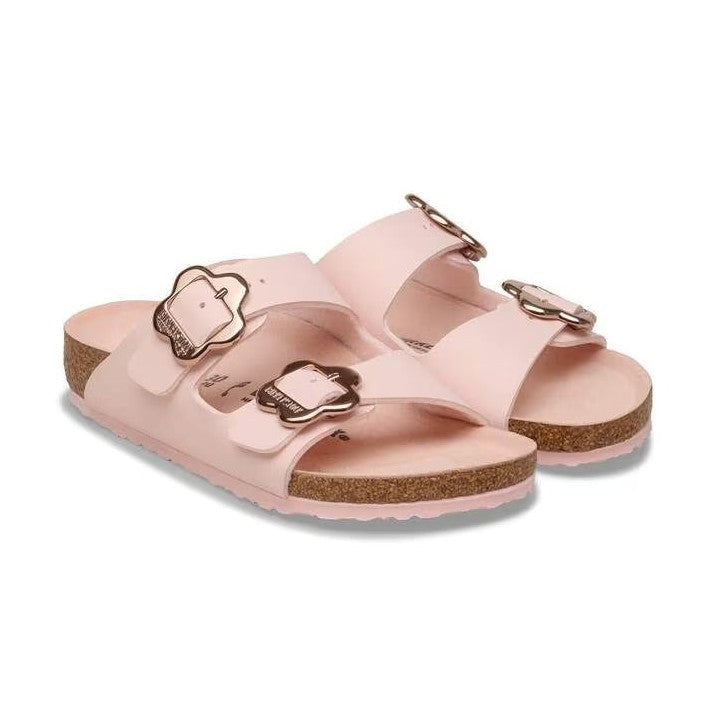 Fibbie a forma di fiore regolabili e Birko-Flor rosa Birkenstock Arizona Kids bambina