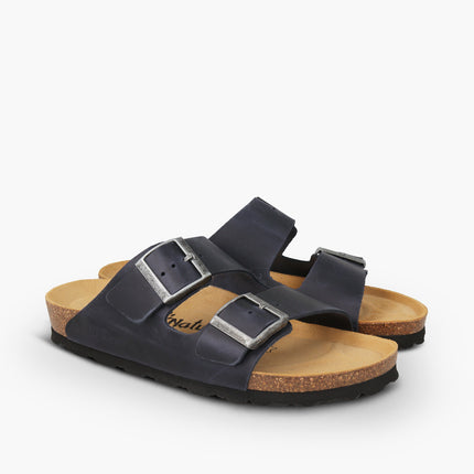 CH05 CUOIO - Sandalo a due fasce in pelle con cinturino regolabile da donna e da uomo NATUNED