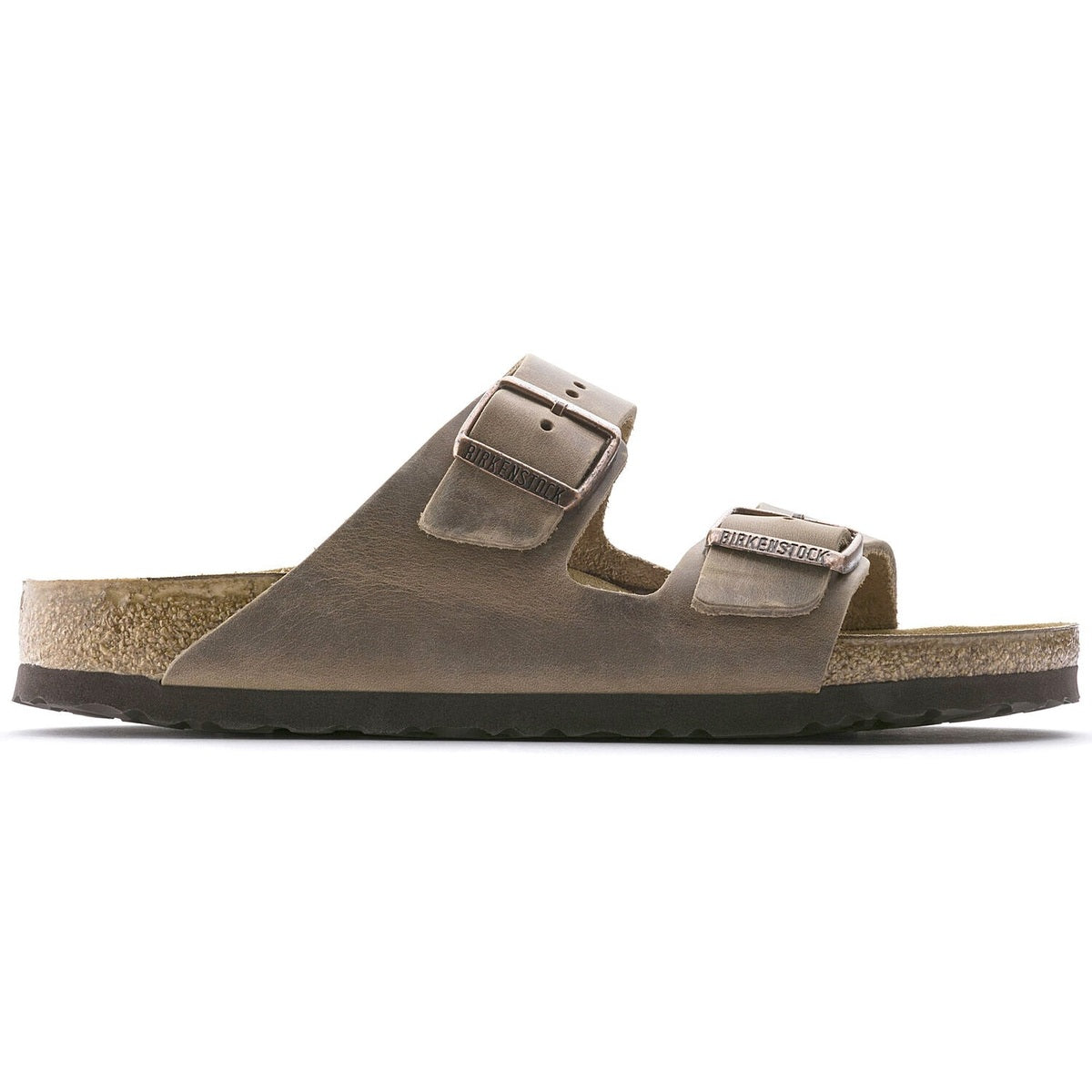 Sandalo Birkenstock Arizona unisex in pelle oliata sand vista laterale