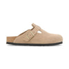 Sabot Birkenstock Boston unisex in pelle scamosciata morbida vista laterale