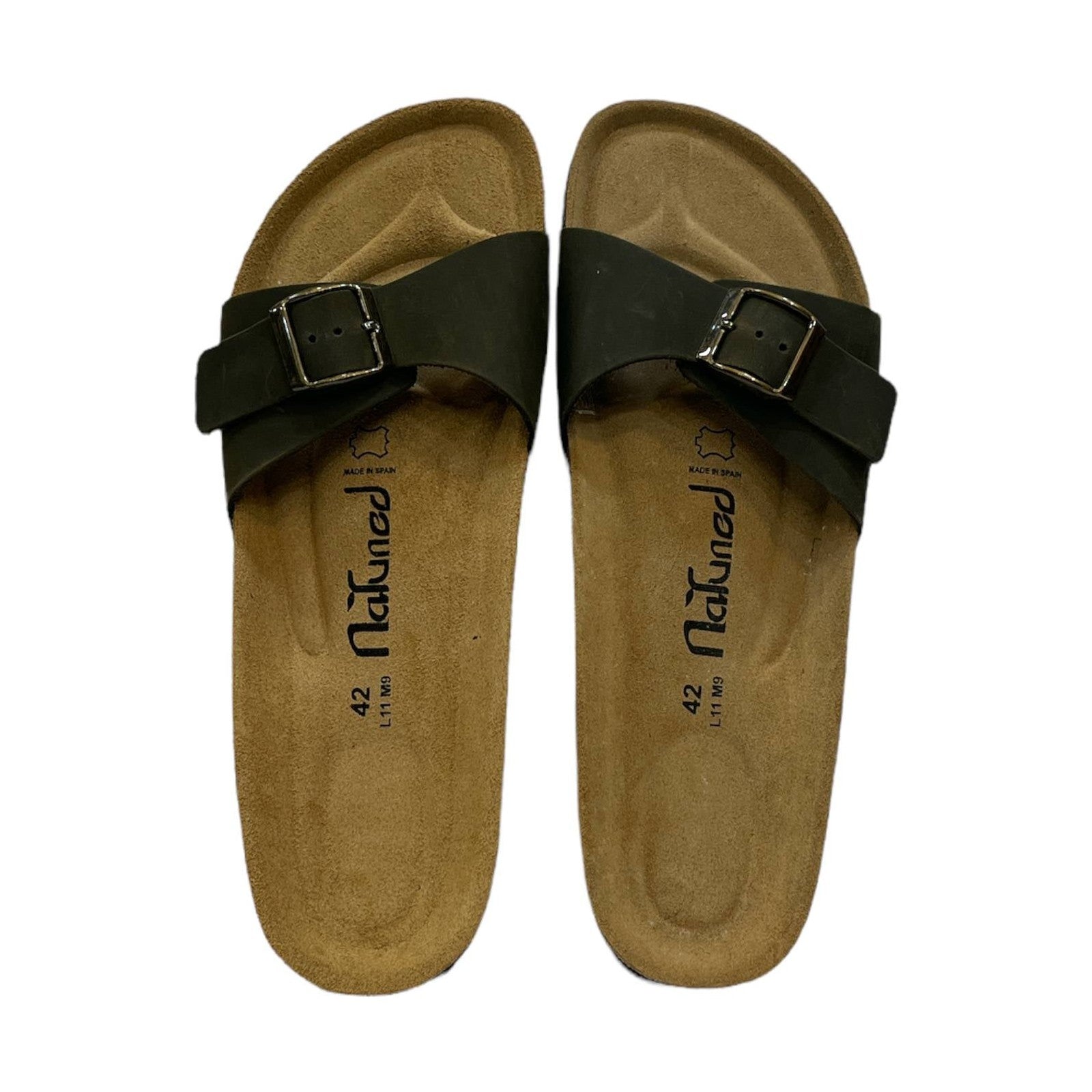 CH17-CUOIO Sandalo a fascia larga da donna e da uomo NATUNED con fibbia regolabile plantare in lattice anatomico comfort
