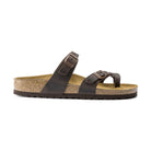 Sandalo infradito Birkenstock Mayari unisex in pelle nabuk oliata con cinturino incrociato vista laterale