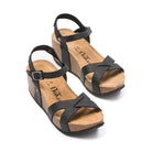 CH21 - Sandalo a fasce incrociate con cinturini regolabili e zeppa da donna NATUNED plantare in lattice anatomico comfort