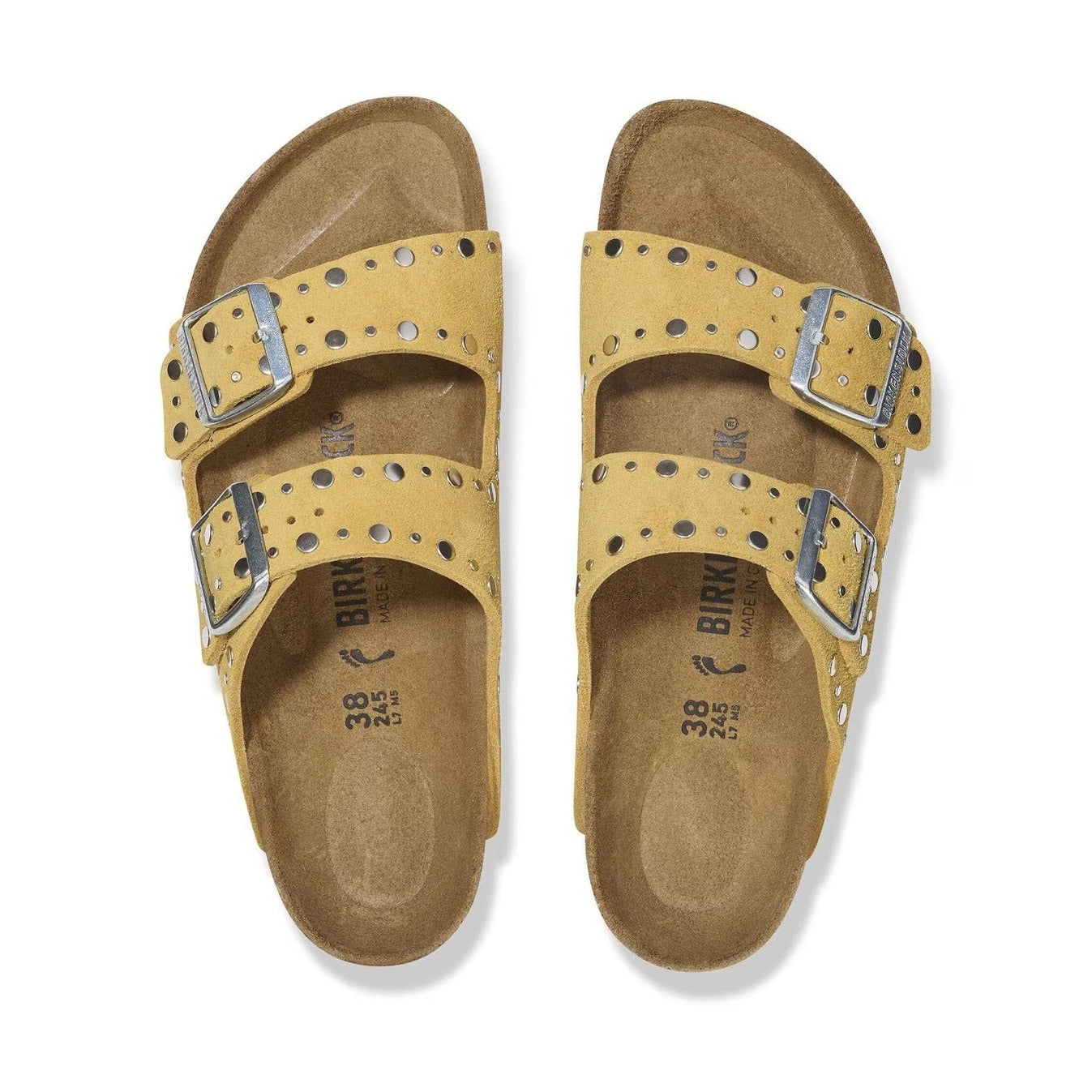 Birkenstock Arizona Rivet donna pelle scamosciata giallo ocra vista dall'alto