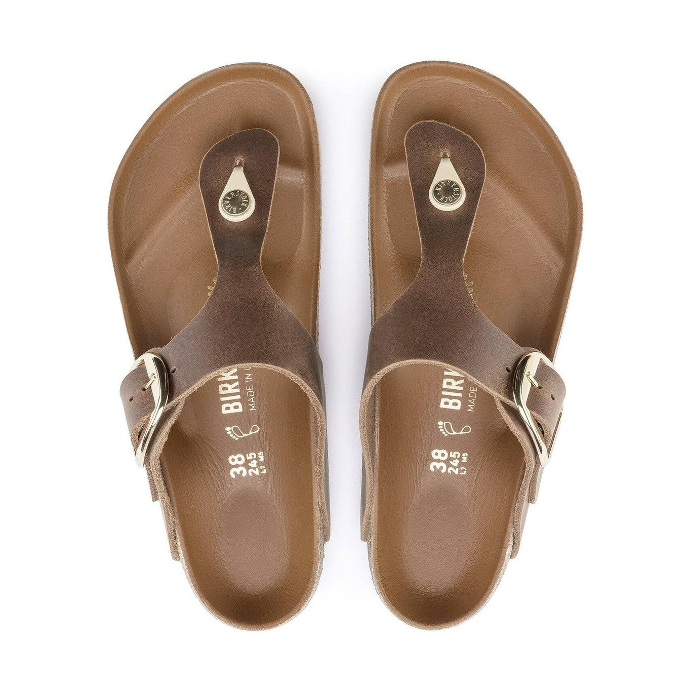 Coppia infradito Birkenstock Gizeh Big Buckle donna pelle oliata Made in Germany