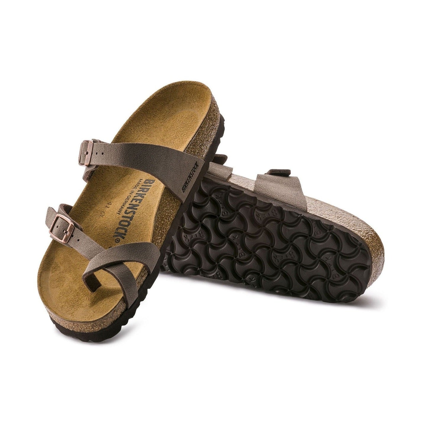 Fibbie metalliche regolabili sandalo infradito Birkenstock Mayari primo piano