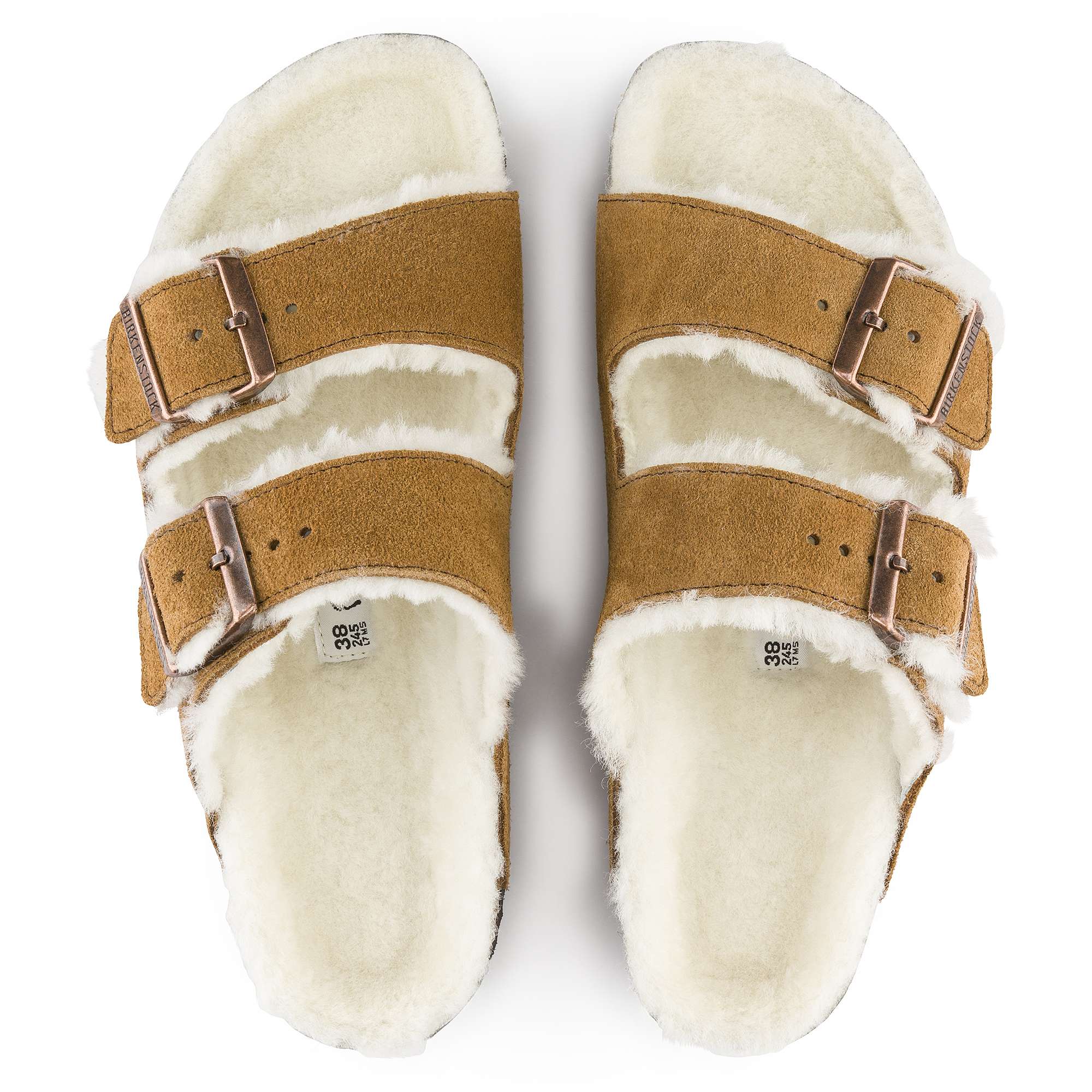 Pelliccia di agnello naturale nel sottopiede e nei cinturini Birkenstock Arizona Shearling