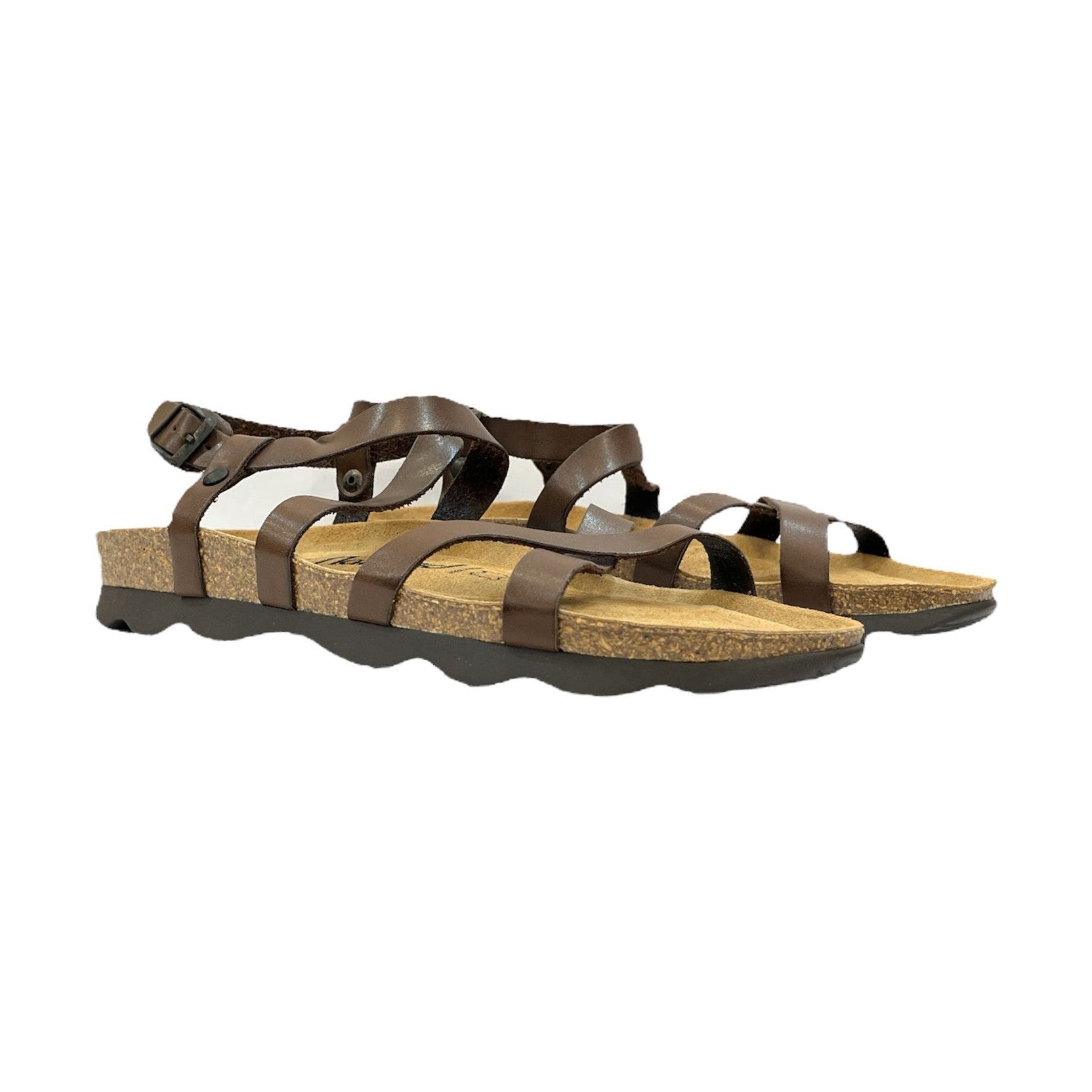 CH14 Sandalo a fasce incrociate da donna NATUNED con cinturino regolabile alla caviglia eplantare in lattice anatomico comfort