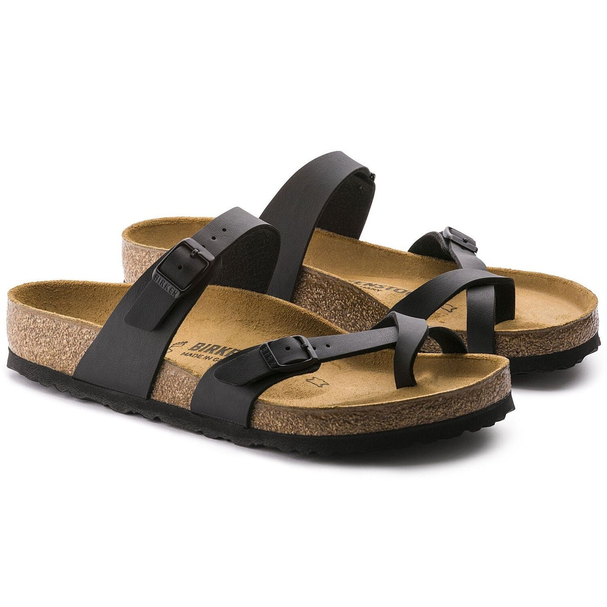 Dettaglio cinturino incrociato sull'alluce sandalo Birkenstock Mayari